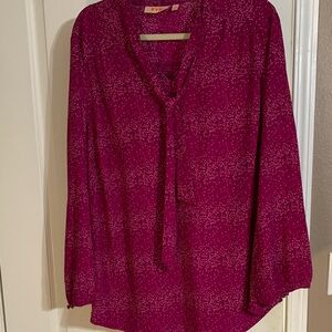 EVRI Fuchsia Blouse with Tie Detail